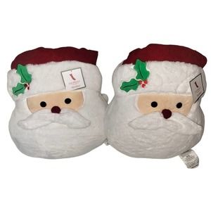 NEW Storehouse Plush Holiday Santa Pillows (Set of 2)